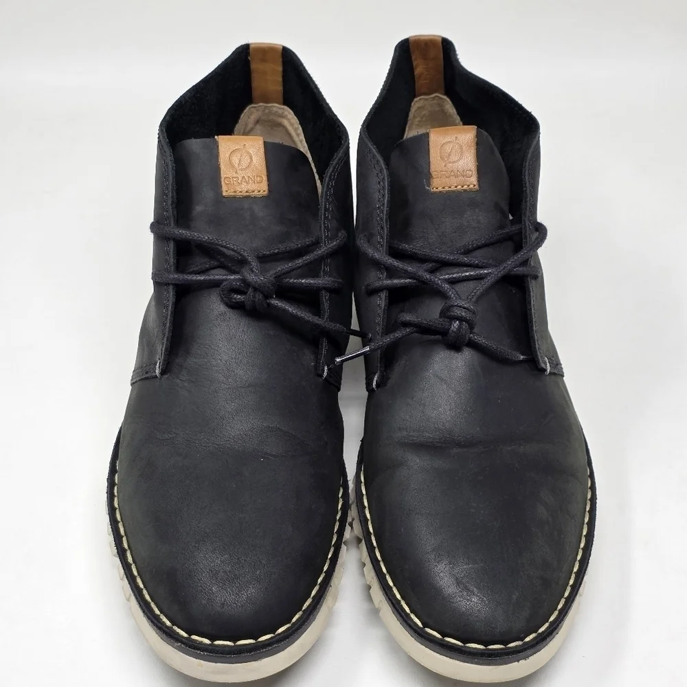 Cole Haan Zerogrand Chukka Boots Men's Size 9.5 Black Leather Ankle C22148